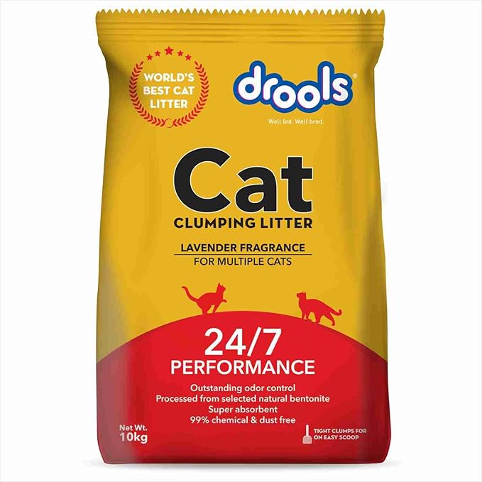 Drools Bentonite Cat Litter (for Multiple cat Breeds), Lavender Flavor - 10 kg Pack